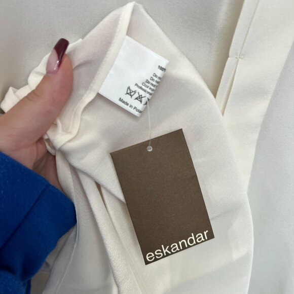 $1200 NWT Eskandar White Blouse Button Down Silk Lightweight Crepe Top size 1 - Picture 10 of 11